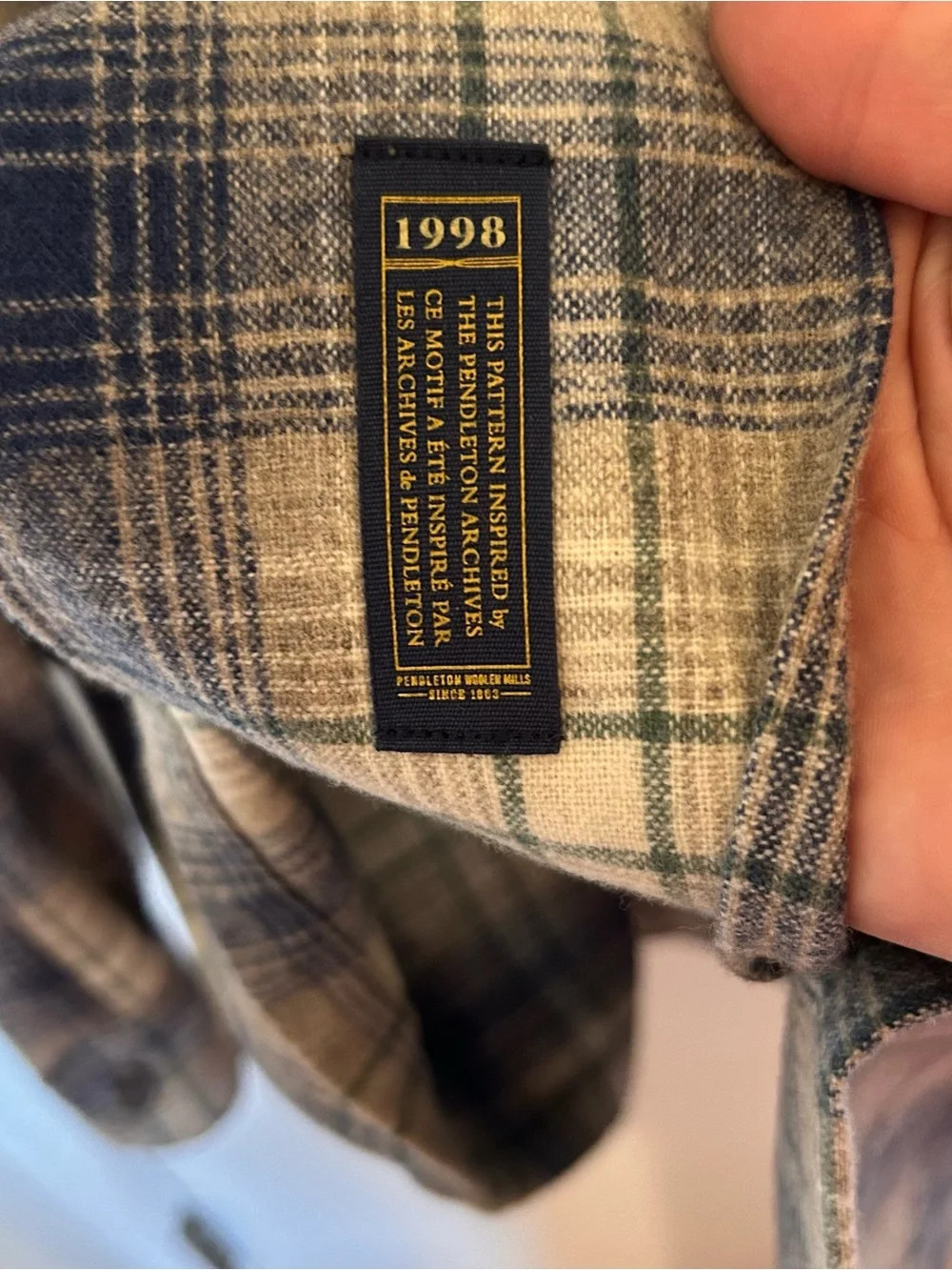 Pendleton Navy and Cream Plaid Button-Up Board Shirt - Picture 12 of 13